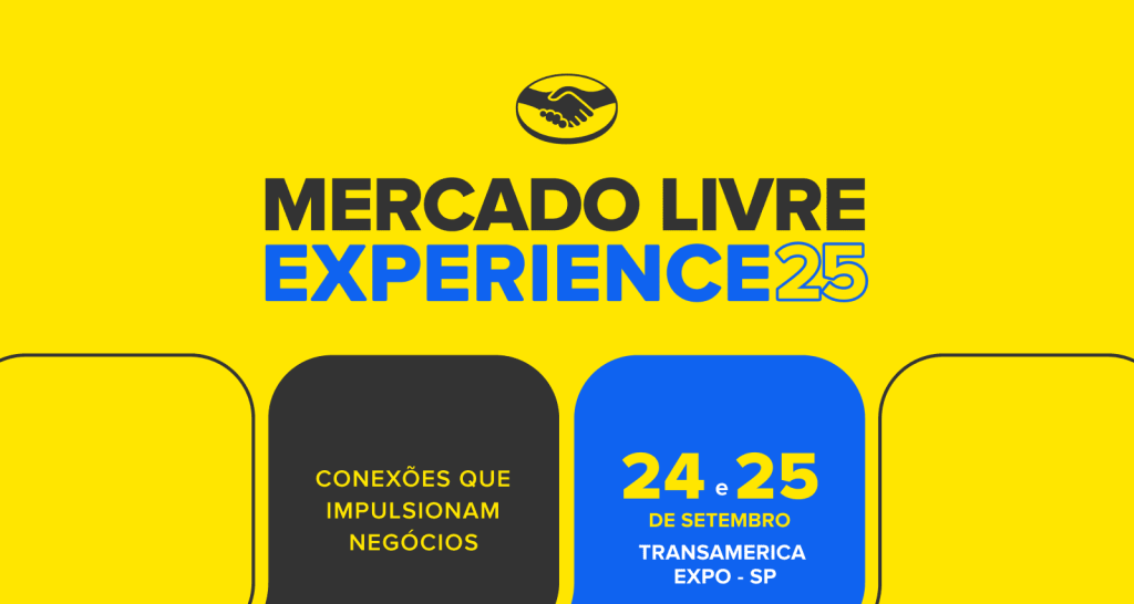 Banner oficial do Mercado Livre Experience 2025 com novidades para o Mercado Livre 2026